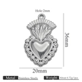 Sacred heart style stainless steel pendant in silver finish with size specifications - Steel Pendant 8 (36x20mm)
