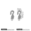 Silver stainless steel 13.5mm hook clasp DIY jewelry connector with 5mm opening - Silver Tone Gourd