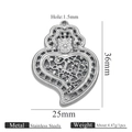 Silver hollow heart pendant in stainless steel with flower motif dimensions 36x25mm - Steel Pendant 5 (Hollow Floral)