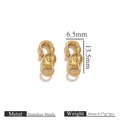 Golden stainless steel lobster clasp with textured pattern and precise measurements - Gold - Eye