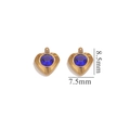 18K gold plated heart charm with dark blue crystal inlay measuring 8.5mm x 7.5mm - Heart Shape Royal Blue