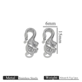 Polished silver stainless steel jewelry hook clasp 15mm by 6mm for DIY bracelet - Silver Tone Elephant