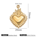 18K gold plated stainless steel sun heart pendant with 30mm height and 20mm width - Gold Pendant 4 (30x20mm)