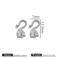 Polished silver stainless steel jewelry hook clasp for DIY handmade necklaces 13.5mm - Silver Tone Swan