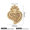 18K gold hollow heart pendant made of stainless steel with floral motif and 36mm size - Gold Pendant 5 (Hollow Heart)