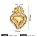 Gold stainless steel sacred heart sunburst pendant with 1.5mm hole for DIY jewelry - Gold Pendant 6 (Sacred Heart Radiance)