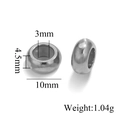 Perla scorrevole in acciaio inossidabile argento 10mm con foro 3mm per gioielli - 10x3mm / Colore Acciaio Liscio