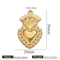 Golden sacred heart sunburst pendant in stainless steel with 36mm by 20mm dimensions - Gold Pendant 8 (36x20mm)