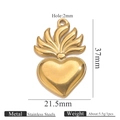 18K gold plated stainless steel sun heart flame pendant with 37mm height and 5.5g weight - Gold Pendant 9 (37x21.5mm)