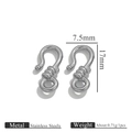 Silver stainless steel S-shaped jewelry clasp connectors, size 17x7.5mm for DIY crafts - Steel Color - Twist