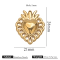 Gold stainless steel sun heart pendant with 28x21mm dimensions and mirror polish finish - Gold Pendant 10 (28x21mm)