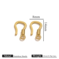 Golden stainless steel earring hooks for jewelry making, 8mm by 14mm DIY craft hooks - Gold Spiral Ear Hook