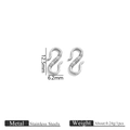 Polished silver stainless steel S-hook clasp with textured spiral design for jewelry DIY - Silver Tone Texture