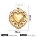 18K gold plated stainless steel sun heart pendant with ornate scroll leaf engraving - Gold Pendant 13 (28x21mm)