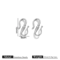 Polished silver stainless steel S-shaped jewelry connector clasp with bead detail 16mm - Silver Tone Three Beads Small