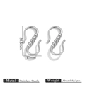 Silver stainless steel S-shaped earring hooks with four decorative beads for DIY jewelry - Silver Tone Five Beads Small