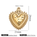 Golden stainless steel sacred heart pendant with hammered texture and sunburst spikes - Gold Pendant 17 (28x21mm)
