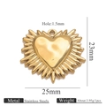 18K gold plated stainless steel sunburst heart pendant, 25mm DIY jewelry charm - Gold Pendant 18 (25x23mm)