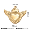 Polished 18K gold stainless steel heart pendant with wings and product dimensions - Gold Pendant 19 (28x31mm)