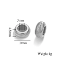 Perle distanziatrici in acciaio argento da 10mm con scanalature e foro grande da 3mm DIY - 10mm / Colore Acciaio Spirale