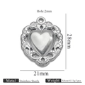 Silver finish heart pendant charm in stainless steel with 21mm width and hollow pattern - Steel Pendant 13 (28x21mm)