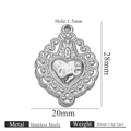 Vintage engraved heart pendant in silver stainless steel finish with 20mm width - Steel Pendant 16 (28x20mm)