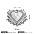 Silver stainless steel heart sunburst pendant with dimensions 25mm x 23mm for DIY jewelry - Steel Pendant 18 (23x25mm)
