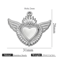 Silver stainless steel winged heart pendant with detailed engraving and 28mm height - Steel Pendant 19 (28x31mm)