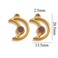Pendentif demi-lune doré en acier inoxydable avec pierre violette ronde - Lune-Améthyste
