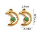 Pendentif croissant de lune doré avec pierre naturelle verte pour bijoux DIY - Lune - Agate Verte