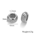 Perlina distanziatrice incisa in acciaio inox argento da 6 mm per creazione gioielli - 6mm / Colore Acciaio Tripla Spirale