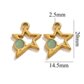 Pendentifs étoile en acier doré avec pierre verte et détails de taille de 20mm - Étoile - Aventurine