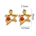 Pendentif étoile doré avec pierre œil de tigre rouge mesurant 20 mm par 14,5 mm - Étoile-Turquoise Rouge