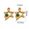 Pendentif étoile en acier doré avec incrustation de malachite pour création bijoux - Étoile-Malachite
