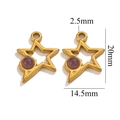 Pendentif étoile en acier doré avec pierre violette, dimensions 20mm x 14,5mm - Étoile-Améthyste