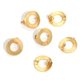 Polished 18mm round stainless steel earrings with loop in shiny vacuum-plated gold finish - 18mm / Gold