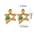 Pendentif étoile en acier inoxydable doré avec pierre œil de tigre verte 20mm - Étoile-Agate Verte
