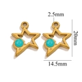 Pendentif étoile en acier inoxydable doré avec pierre turquoise bleue lot de deux - Étoile-Bleu Lac
