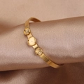 Gepolijste gouden roestvrijstalen armband met drie ronde bezels voor DIY sieraden maken - Goud