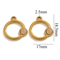 Pendentif DIY en acier inoxydable avec pierre naturelle rose et finition dorée, taille 17mm - Rond-Quartz Rose