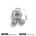 Colgante letra R estilo burbuja 3D en acero inoxidable pulido plata 14x18mm - Letra R / Color acero