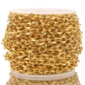 7mm gold stainless steel lip chain on a white spool for DIY necklace jewelry making - Gold