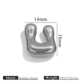 Colgante de pendiente en forma de U de acero inoxidable plateado, 18 mm de alto - Letra U / Color acero