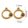 Pendentif doré en acier inoxydable avec pierre œil de tigre naturelle pour bijoux DIY - Rond-Oeil de Tigre