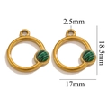 Pendentif rond doré en acier inoxydable avec incrustation de malachite pour bijoux DIY - Rond-Malachite