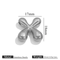 Cuenta en forma de X de acero inoxidable plateado de 17mm x 18mm para joyería DIY - Letra X / Color acero