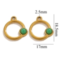 Pendentifs ronds en acier inoxydable doré avec incrustations de pierre naturelle verte - Rond-Agate Verte