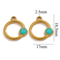 Pendentif rond en acier doré avec pierre de turquoise incrustée pour bijoux DIY - Rond-Bleu Lac
