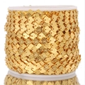 Golden fan-shaped shell chain made of stainless steel on a white roll for DIY jewelry - Gold