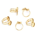 Vista detallada de bases de anillo de 12mm de acero inoxidable dorado para bisutería DIY - Chapado en Oro de 18K al Vacío